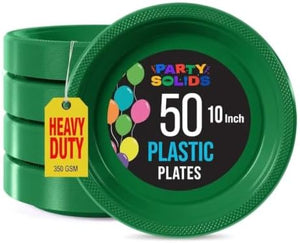 10 in. Emerald Green Plastic Plates | 50 Count
