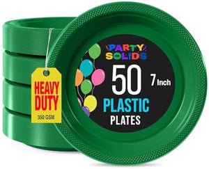 7 in. Emerald Green Plastic Plates | 50 Count