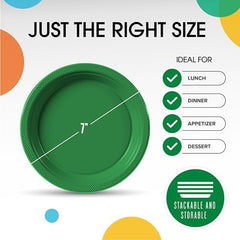 7 in. Emerald Green Plastic Plates | 50 Count