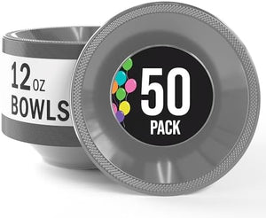 12 Oz. Silver Plastic Bowls | 50 Count