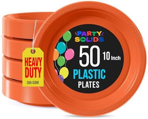 10 in. Orange Plastic Plates | 50 Count