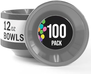 12 Oz. Silver Plastic Bowls | 100 Count