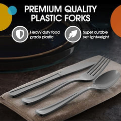Silver Cutlery Combo Set | 50 Forks 50 Spoons And 50 Knives | 7.5 in.