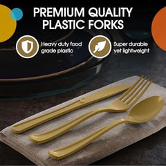 Gold Cutlery Combo Set | 50 Forks 50 Spoons And 50 Knives | 7.5 in.