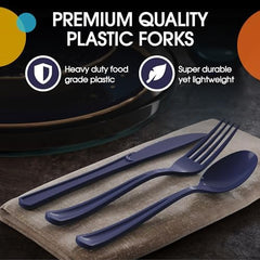 Navy Cutlery Combo Set | 50 Forks 50 Spoons And 50 Knives | 7.5 in.