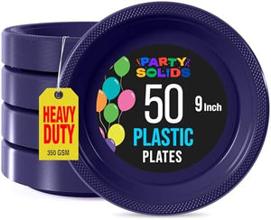 9 in. Navy Plastic Plates | 50 Count