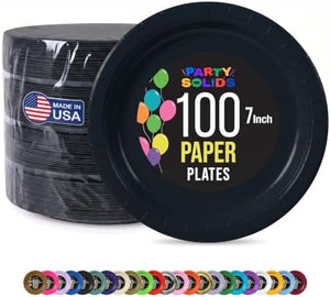 7 in. Black Paper Plates | 100 Count