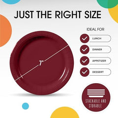 7 in. Burgundy Paper Plates | 100 Count