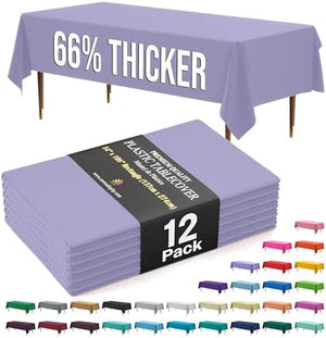 Premium Lavender Plastic Table Covers | 12 Pack | 54 in. x 108 in.