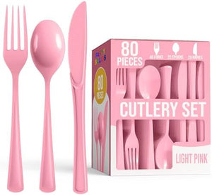 Heavy Duty light Pink Cutlery Combo | 7.5 in. | 80 Count
