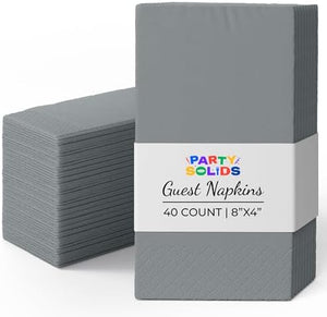 Silver Guest Towel Napkins | 8 in. x 4 in. | 40 Ct.