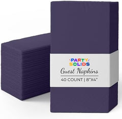 Dark Purple Guest Towel Napkins | 8 in. x 4 in. | 40 Ct.