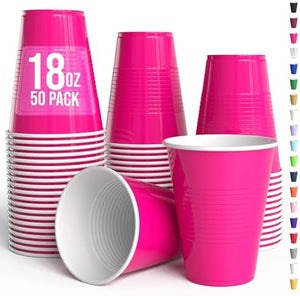18 Oz. Cerise Plastic Cups | 50 Ct.