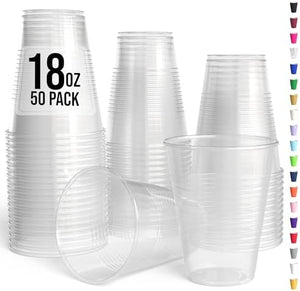 18 Oz. Clear Plastic Cups | 50 Ct.