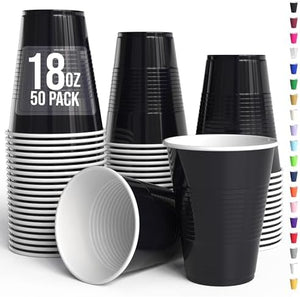 18 Oz. Black Plastic Cups | 50 Ct.