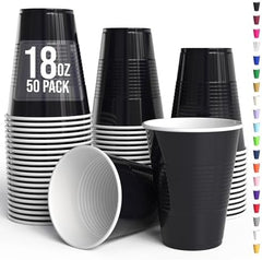 18 Oz. Black Plastic Cups | 50 Ct.