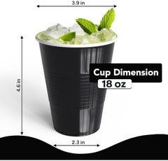 18 Oz. Black Plastic Cups | 50 Ct.