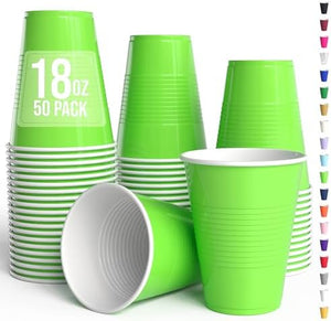 18 Oz. Lime Green Plastic Cups | 50 Ct.