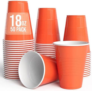 18 Oz. Orange Plastic Cups | 50 Ct.