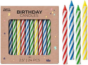 Assorted Spiral Birthday Candles - Vibrant Primary Colors
