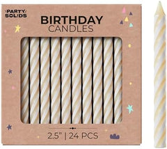 White Spiral Birthday Candles - 24 Pack