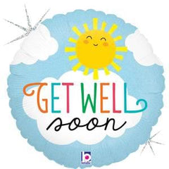 17-inch Get Well Soon Smiley Sun Foil Balloon