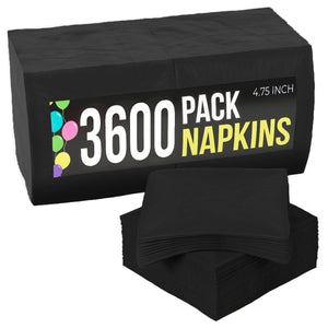 Black Beverage Napkins | 4.75 in. x 4.75 in. | Case of 3600