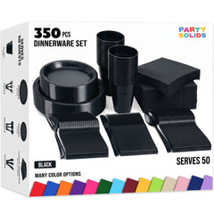 350 pcs disposable tableware set black