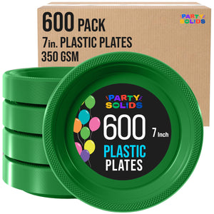 7 in. Emerald Green Plastic Plates | Case of 600