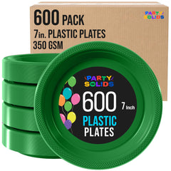 7 in. Emerald Green Plastic Plates | Case of 600