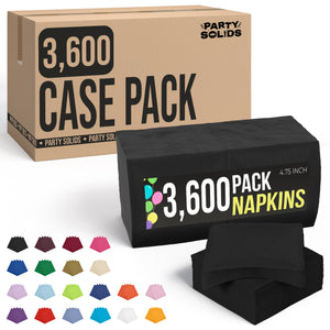 Black Beverage Napkins | 4.75 in. x 4.75 in. | Case of 3600