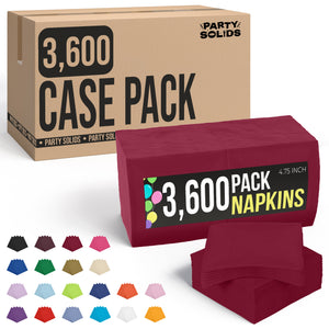 Burgundy Beverage Napkins | 4.75 in. x 4.75 in. | Case of 3600