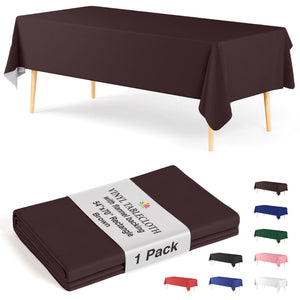 Brown Flannel Backed Plastic Table Cover 54 in. x 70 in.