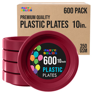 10 in. Burgundy Plastic Plates | Case of 600