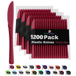 Heavy Duty Burgundy Plastic Knives - 7.75 in. | Case of 1200