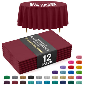 Premium Round Burgundy Plastic Table Covers | 12 Pack | 84 in.
