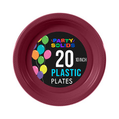 10 In. Burgundy Plastic Plates - 20 Ct.