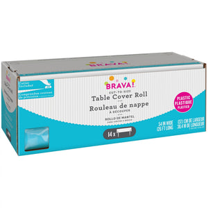 Caribbean Blue Plastic Table Cover Roll with Cutter - 54 x 126 ft