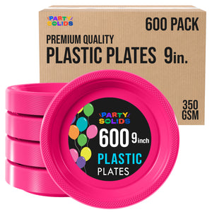 9 in. Cerise Plastic Plates | Case of 600