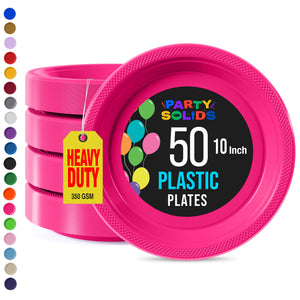 10 in. Cerise Plastic Plates | 50 Count