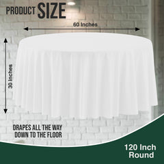 120 In. Premium Round White Plastic Table Covers | 6 Count