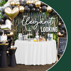 120 In. Premium Round White Plastic Table Covers | 6 Count