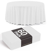 120 In. Premium Round White Plastic Table Cover | Case of 60