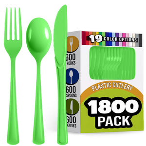 Lime Green Cutlery Combo Set | 600 Forks 600 Spoons And 600 Knives - 7.5 in.
