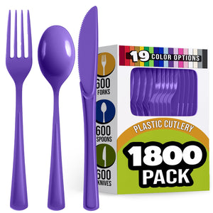 Purple Cutlery Combo Set | 600 Forks 600 Spoons And 600 Knives - 7.5 in.