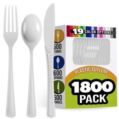 White Cutlery Combo Set | 600 Forks 600 Spoons And 600 Knives