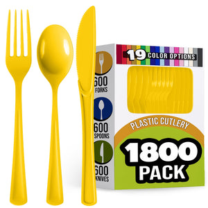Yellow Cutlery Combo Set | 600 Forks 600 Spoons And 600 Knives - 7.5 in.