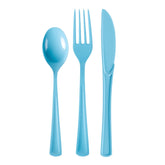 Light Blue Cutlery Combo Set | 50 Forks 50 Spoons And 50 Knives