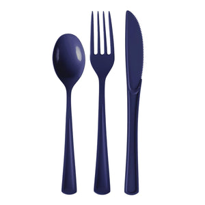 Navy Cutlery Combo Set | 50 Forks 50 Spoons And 50 Knives - 7.5 in.