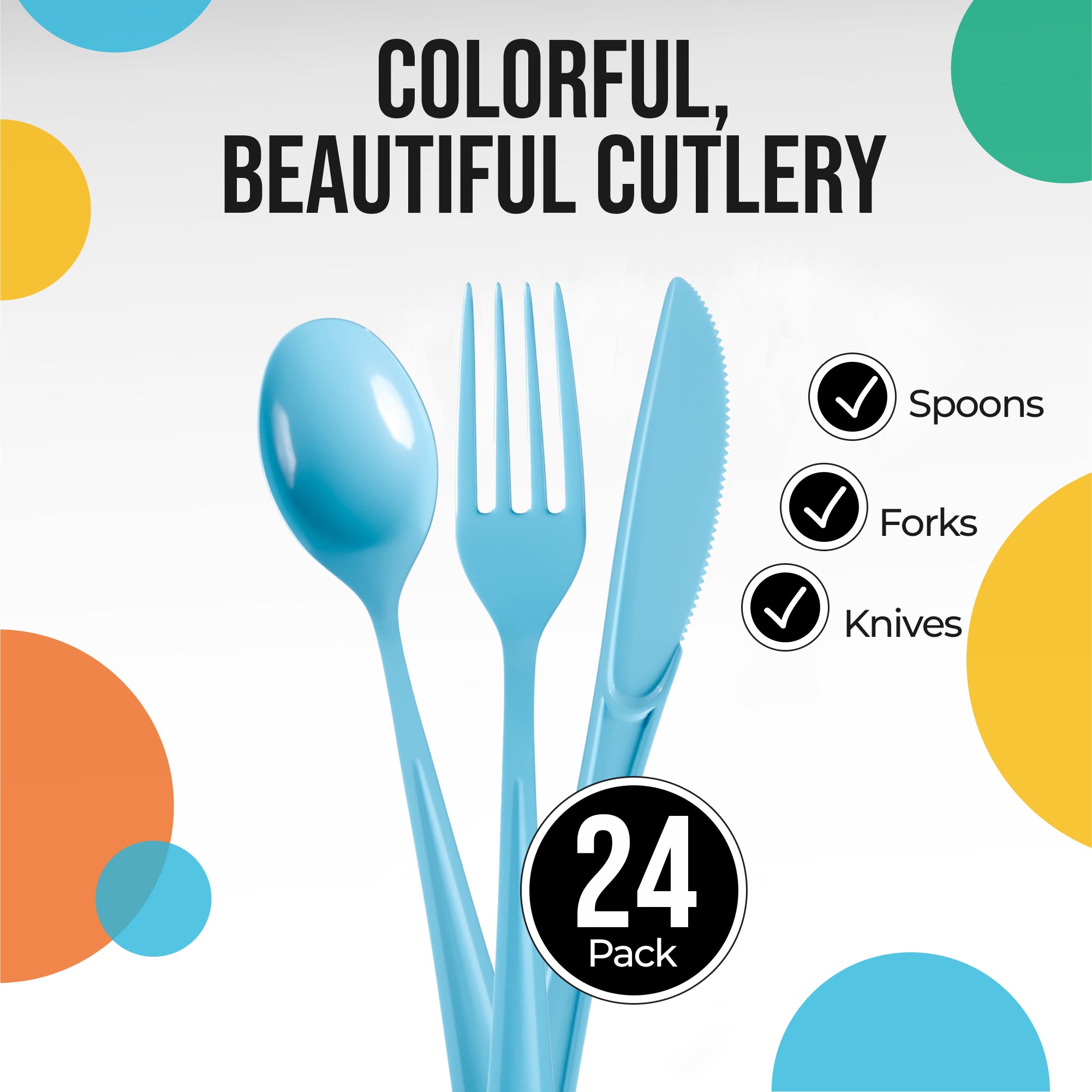 Light Blue Cutlery Combo Pack | 24 Count